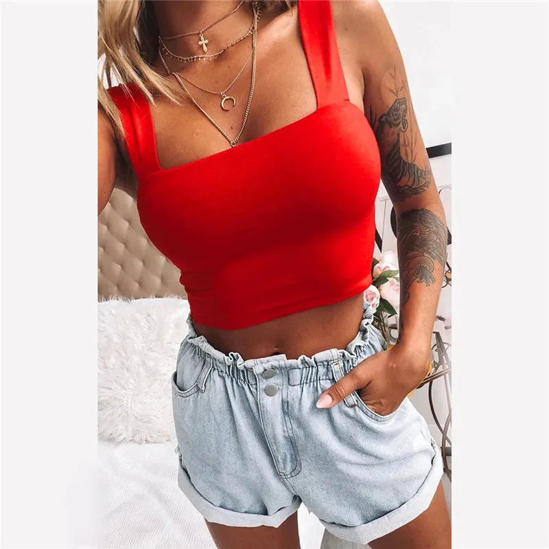Stilla | Designer Crop Top Square Neck Singlets