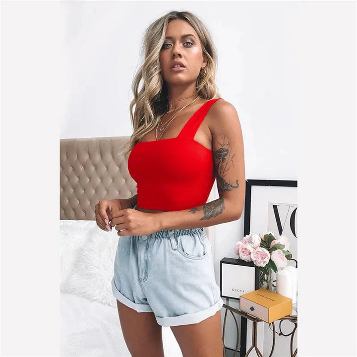 Stilla | Designer Crop Top Square Neck Singlets