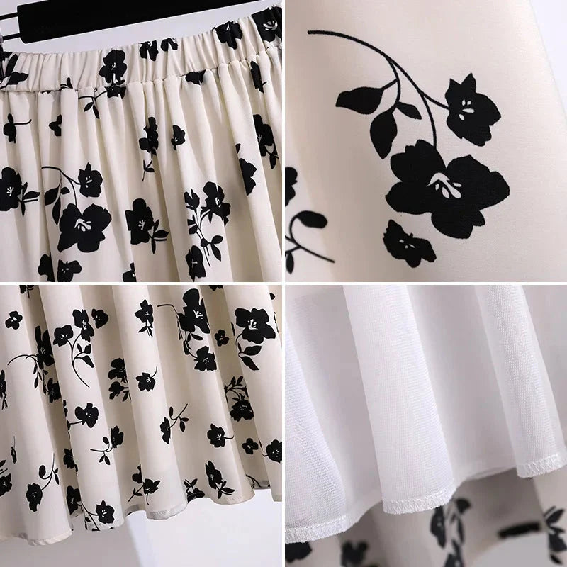 Stilla | Kvinders Blomster Chiffon Plisserede 5 9xl Mode Designerkjoler (plus Størrelse)