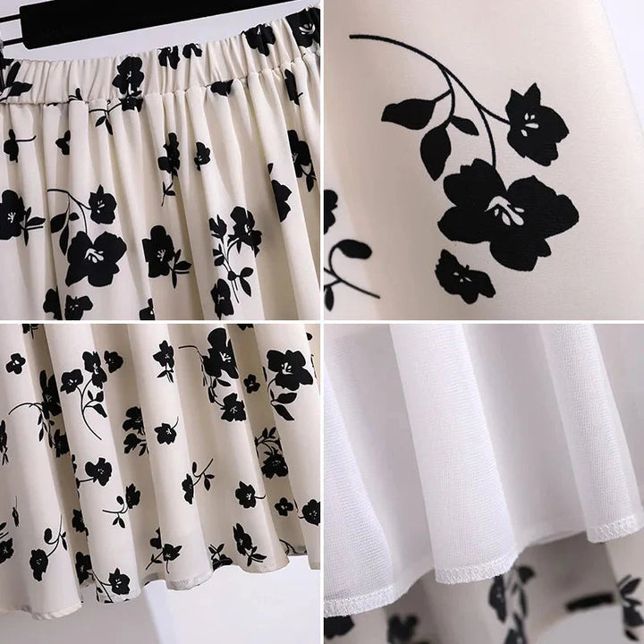 Stilla | Kvinders Blomster Chiffon Plisserede 5 9xl Mode Designerkjoler (plus Størrelse)