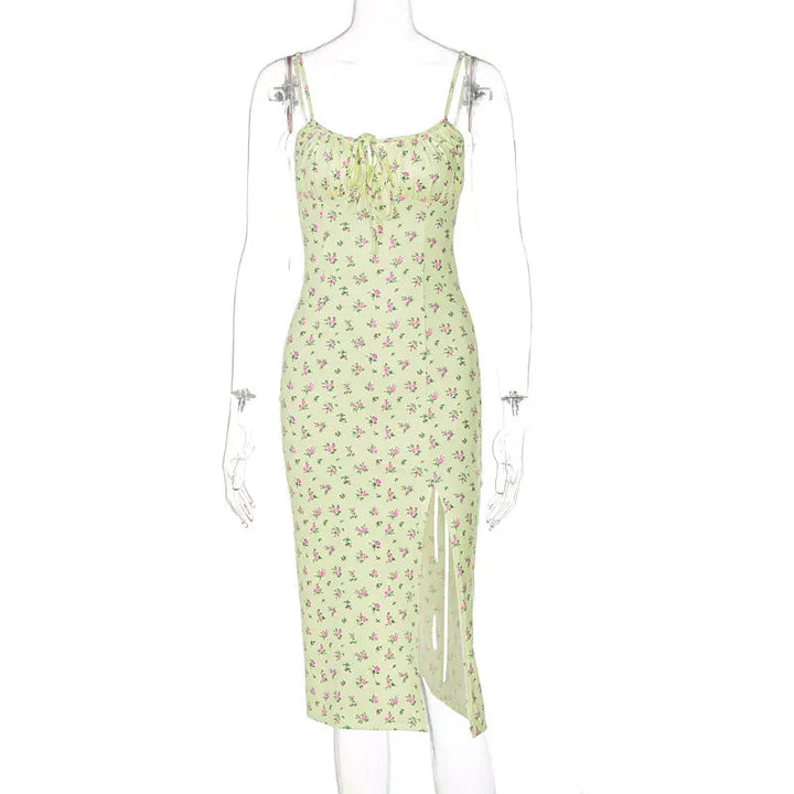 Stilla | Kvinders Høj Split Blomstertrykte Mode Designer Kjoler (midi)