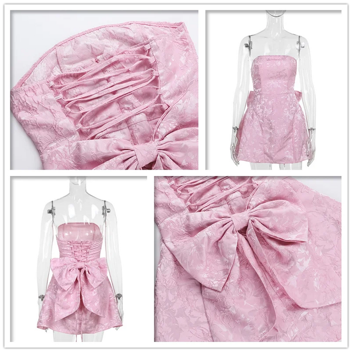 Stilla | Kvinders Jacquard Talje Wrap A-Linje Mode Designer Kjoler (kort)