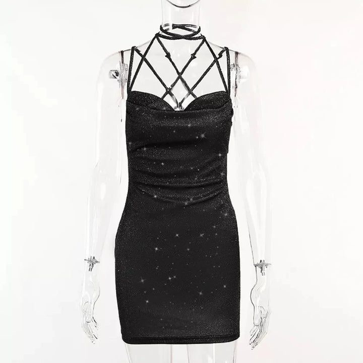 Stilla | Kvinders Snøre Op Bodycon Pailletter Mode Designer Kjoler (kort)