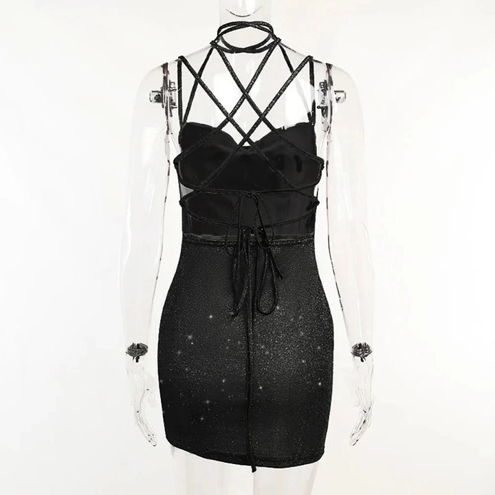 Stilla | Kvinders Snøre Op Bodycon Pailletter Mode Designer Kjoler (kort)