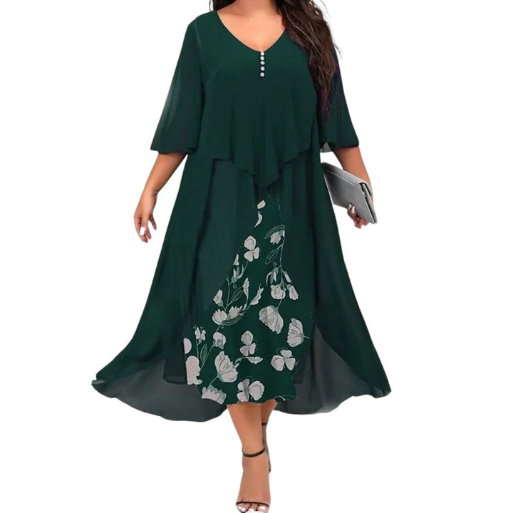 Stilla | Kvinders Mesh Overlay 5xl Blomster Mode Designer Midi Kjoler (plus Størrelse)