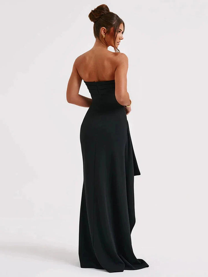 Stilla | Kvinders Off Shoulder Mode Designer Ruffled Høj Split Kjoler (lang)