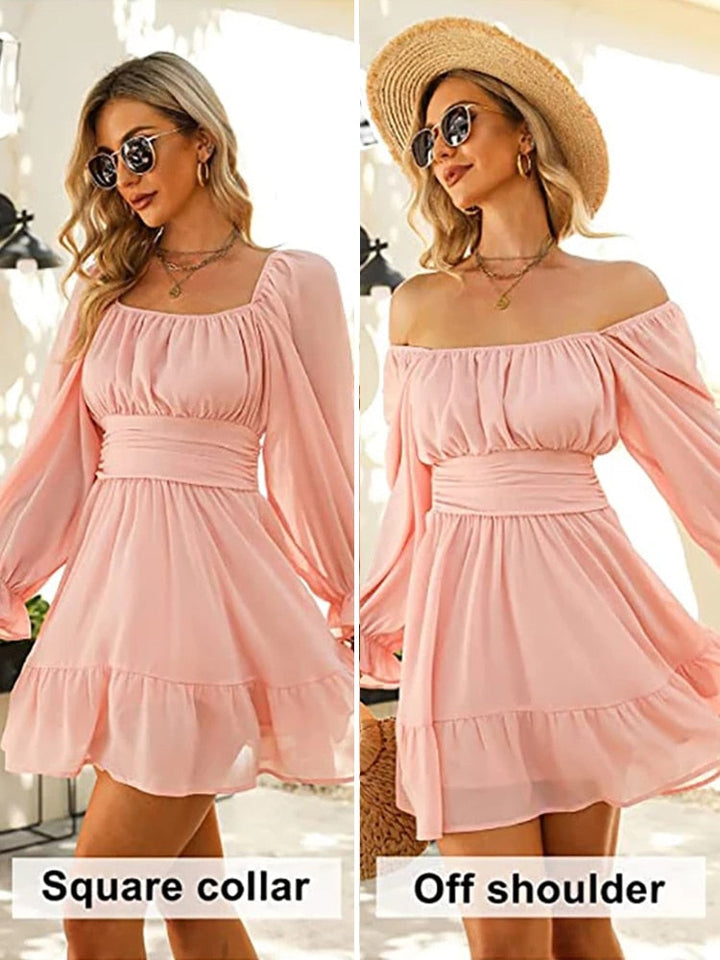 Stilla | Kvinders Ruffle Bow Mode Designer Elastisk Talje Kjoler (kort)