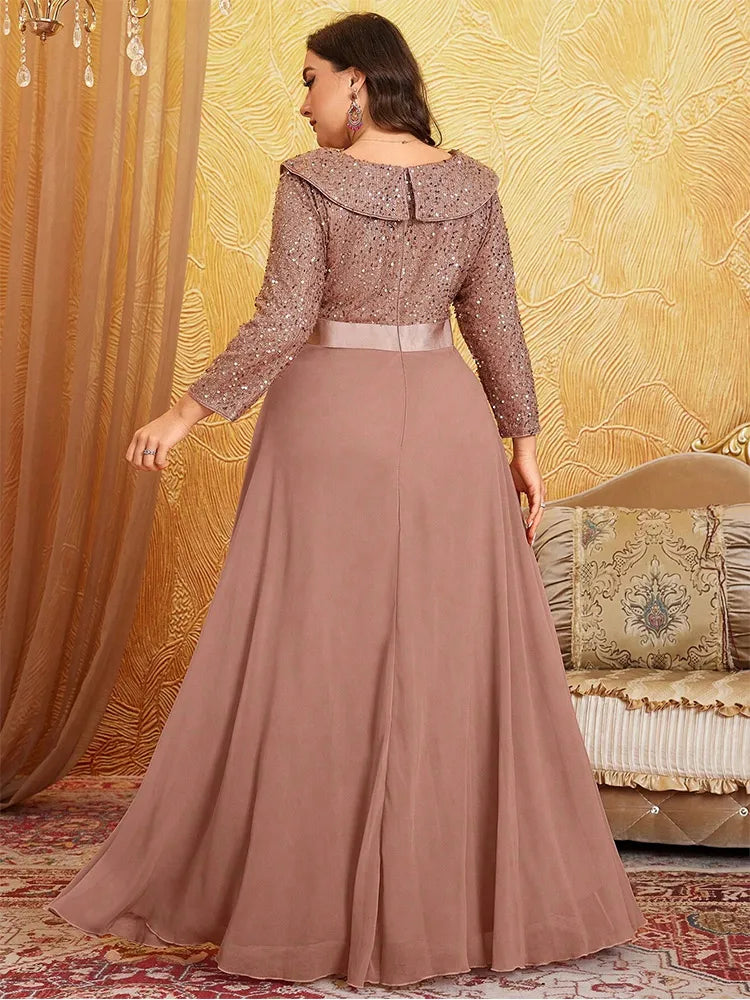 Stilla | Kvinders Sequin Chiffon Banket Mode Designer L 7xl Lange Kjoler (plus Størrelse)
