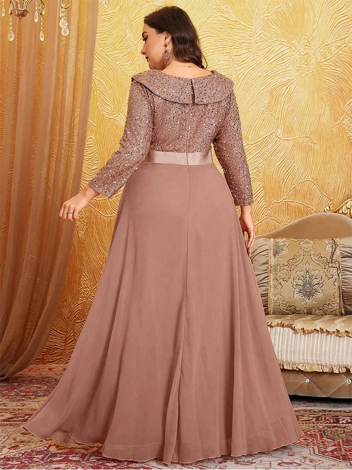 Stilla | Kvinders Sequin Chiffon Banket Mode Designer L 7xl Lange Kjoler (plus Størrelse)