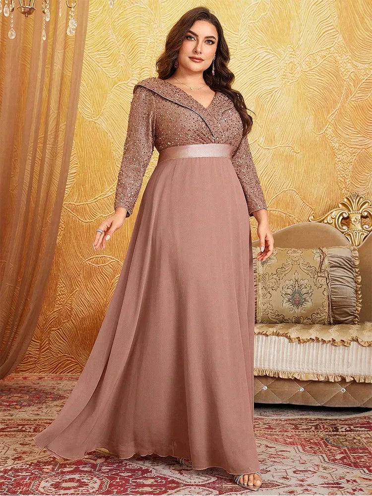Stilla | Kvinders Sequin Chiffon Banket Mode Designer L 7xl Lange Kjoler (plus Størrelse)