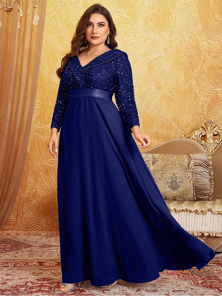 Stilla | Kvinders Sequin Chiffon Banket Mode Designer L 7xl Lange Kjoler (plus Størrelse)