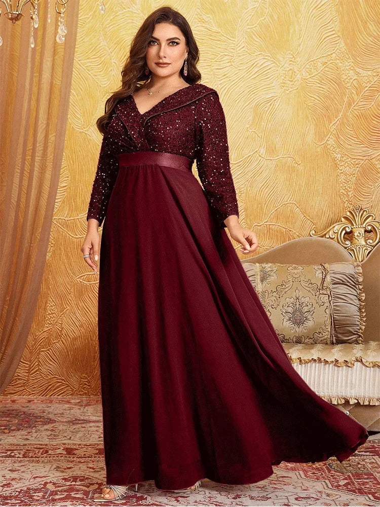 Stilla | Kvinders Sequin Chiffon Banket Mode Designer L 7xl Lange Kjoler (plus Størrelse)