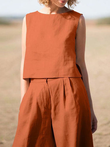 Stilla | Kvinde Sæt Solid Årgang Vest & Bukser Afslappet to Dels Sæt