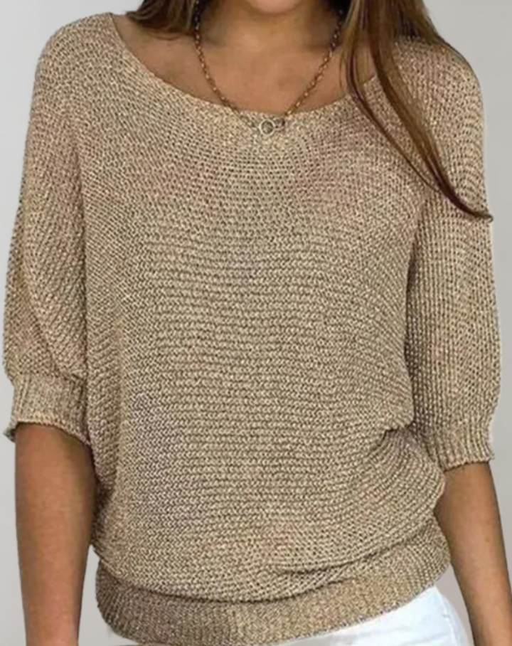 Stilla | Smuk tætsiddende sweater med runde halsudskæring og lige ærmer til mellem længde