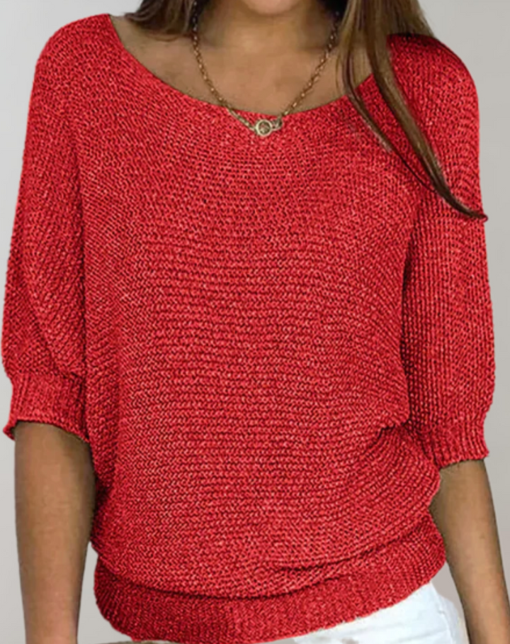 Stilla | Smuk tætsiddende sweater med runde halsudskæring og lige ærmer til mellem længde