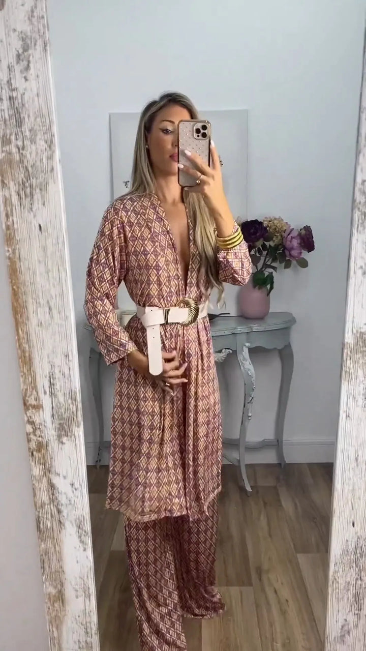 Stilla | Nyhed Behagelig Kombination Med Abstrakt Tryk Til Kvinder