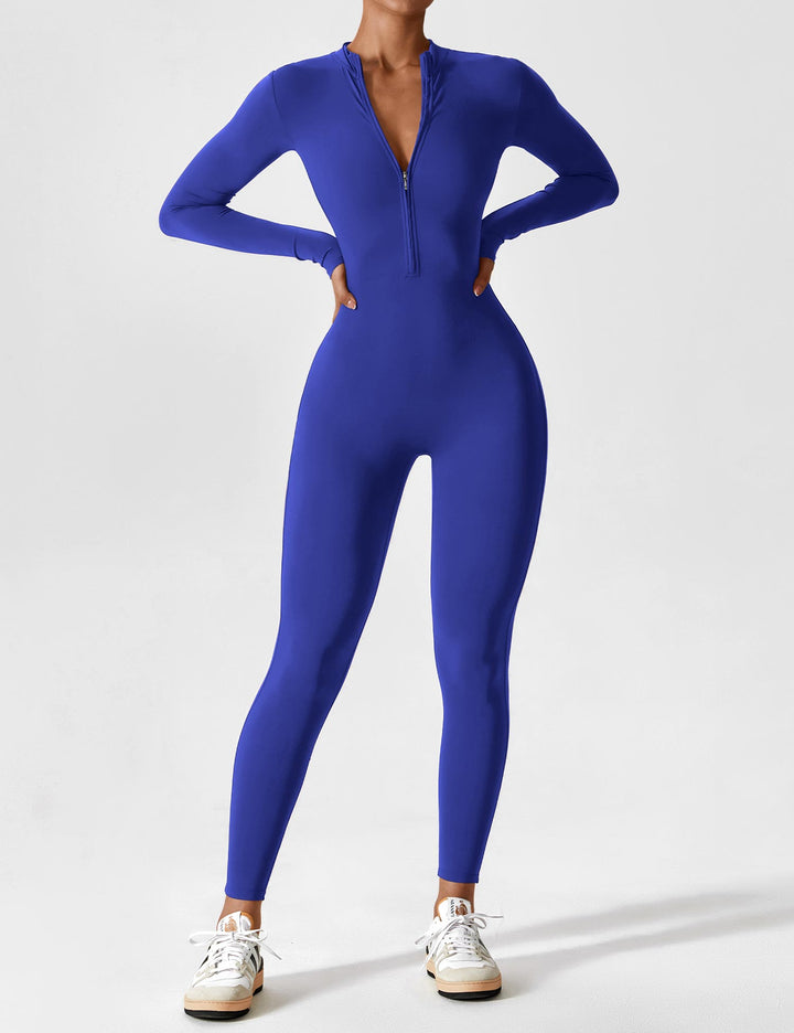 Stilla | Chic efterårs jumpsuit med stående krave og lynlås til kvinder