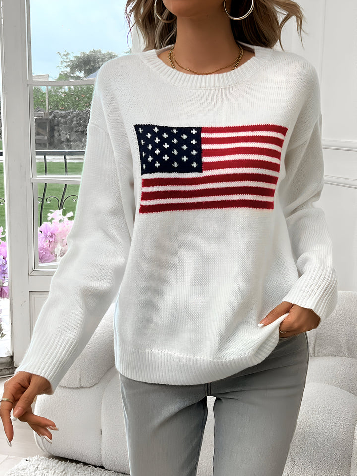 Stilla | Amerikansk Flag Rundhalset Pullover